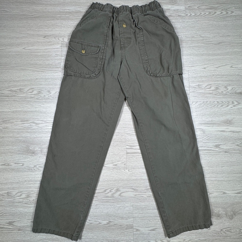Vintage Ocean Pacific Mens Cargo Pants Oliveβ Green Elastic Waist Cotton Medium